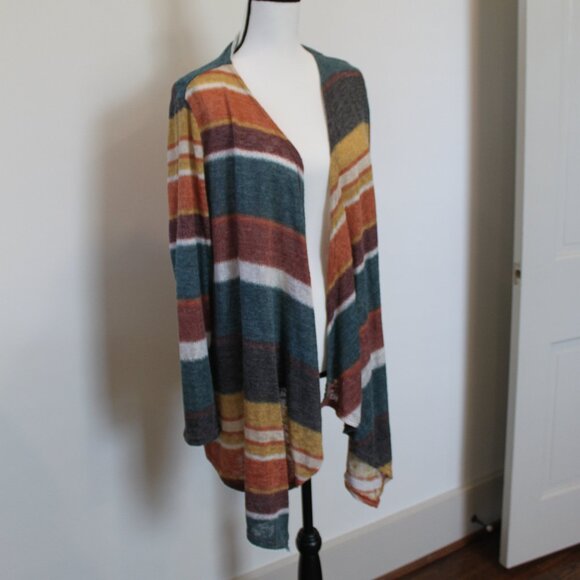 White Birch Multicolored Striped Cardigan Sz Medium - Picture 3 of 8